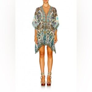 Camilla Franks, Short Lace Up Kaftan Fringe Hem, Meet Me In Casablanca, Silk, OS